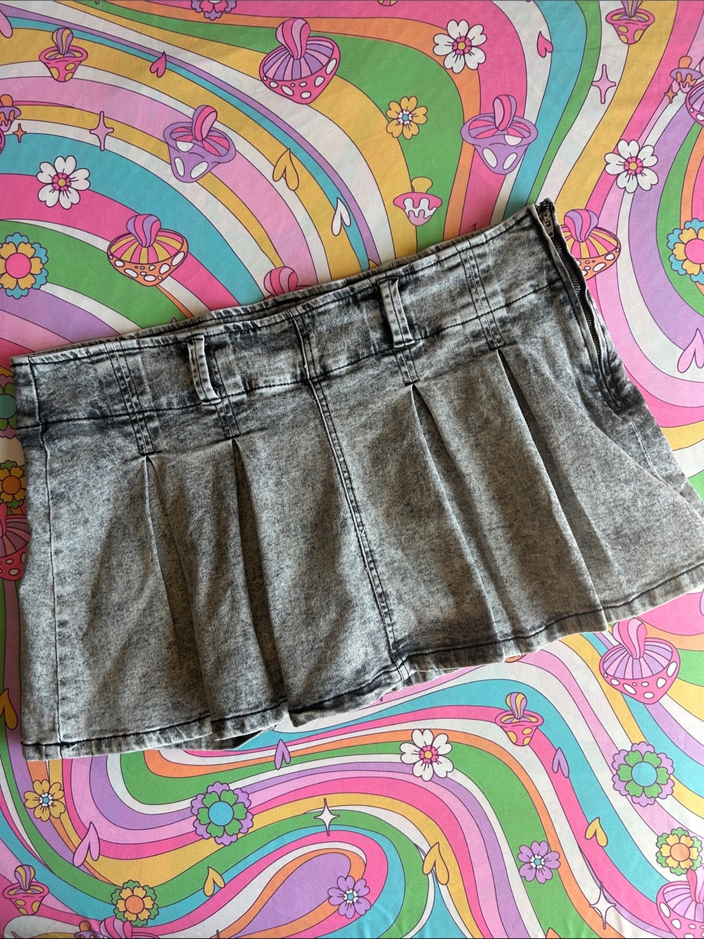 pleated denim skort 🩶